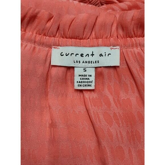 🧡 CURRENT AIR Maude Smocked Tiered Elastic Waist Orange Coral Mini Dress SIZE S - Picture 9 of 15